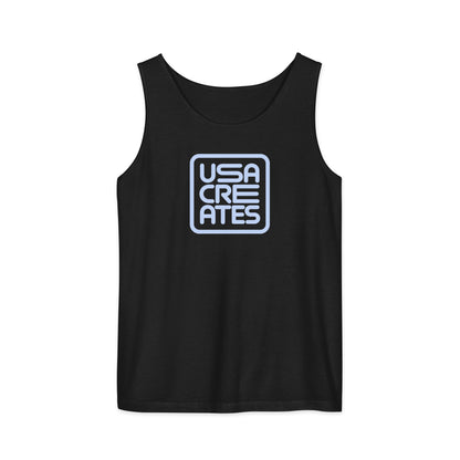 USA CREATES Signature Tank Gray, black front view with gray USA CREATES mark