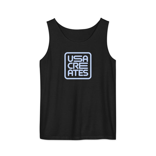 USA CREATES Signature Tank Gray, black front view with gray USA CREATES mark