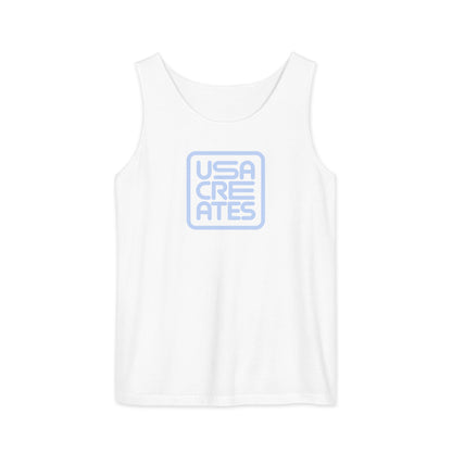 USA CREATES Signature Tank Gray, white front view with gray USA CREATES mark