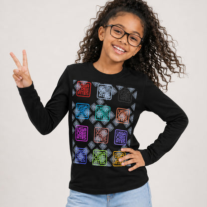 USA CREATES Signature Youth Long Sleeve, youth with peace sign in editorial portrait